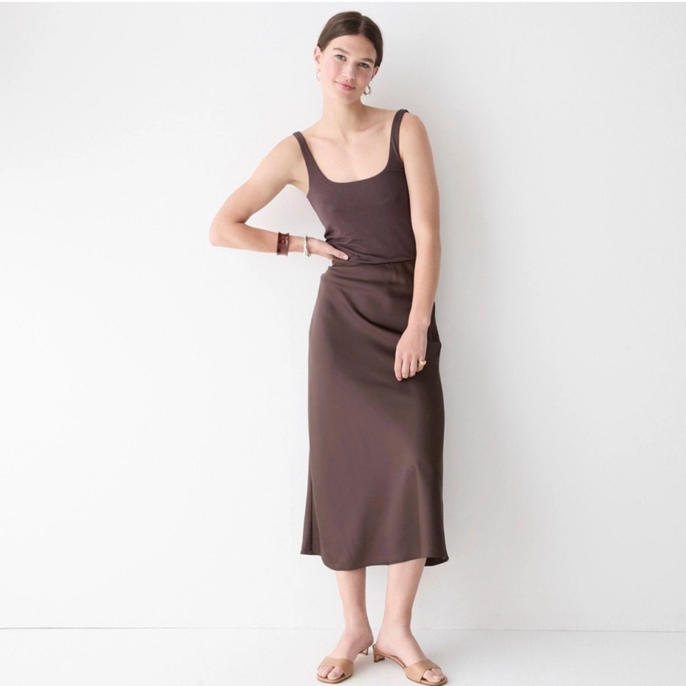 J Crew Gwyneth Slip Skirt XS *chocolate brown*
